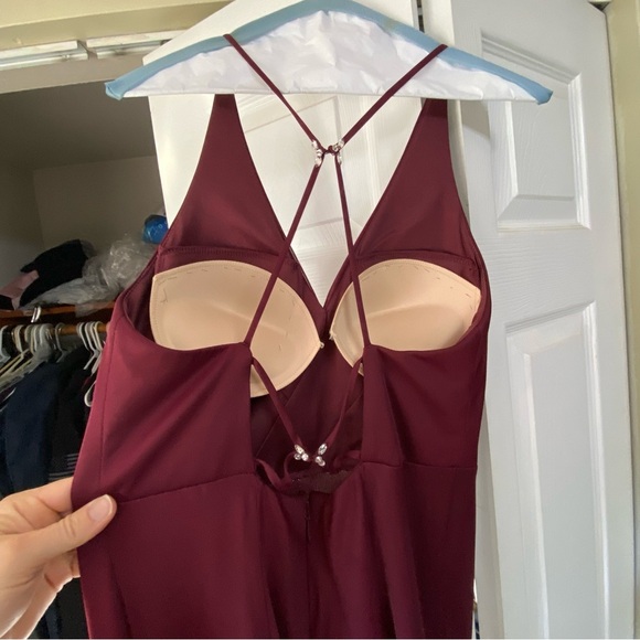 Azazie Burgundy Bridesmaid Dress - A-line with slit - custom size - Picture 6 of 16